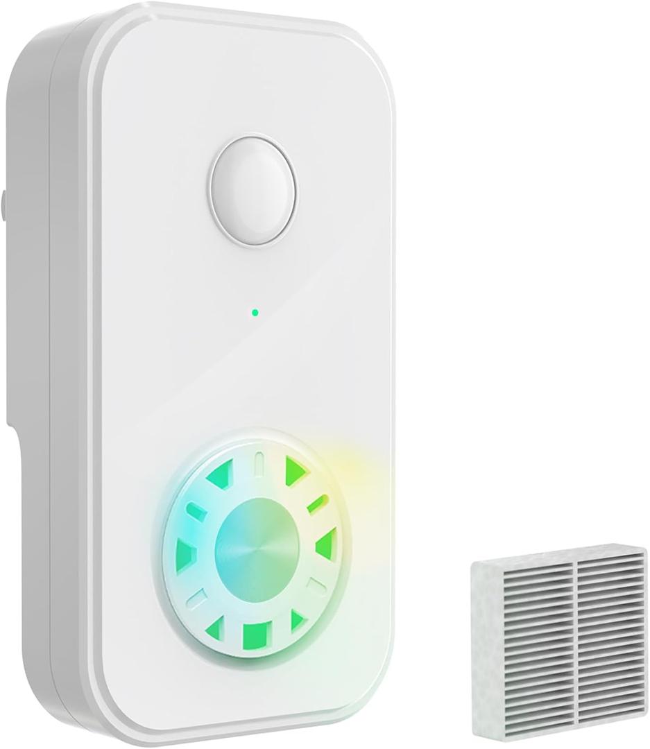 Plug In Negative Ion Air Purifier, with Colorful Night Light, with One Replacement Filter, for Home, Kitchen, Bathroom, Toilet