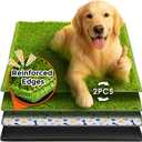 Hompet Dog Grass Pad with Tray Large, 35"x22.5", 2 Reusable Artificial Turf for Dogs Potty, Waterproof Non-Slip Washable Pee Pads, Quickly Absorbency Portable Dog Litter Box for Indoor/Outdoor Use