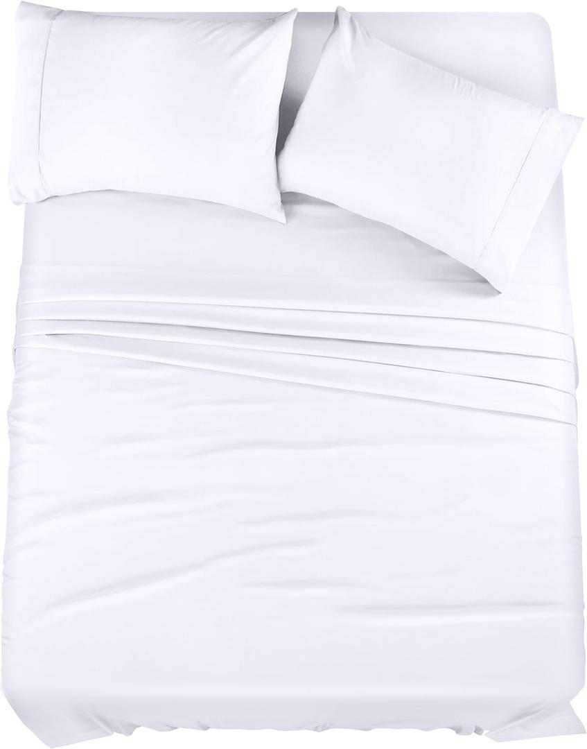 Utopia Bedding Full Sheet Set  4 Piece Bed Sheets for Full Size Bed, Soft and Breathable Microfiber, Includes 1 Fitted Sheet, 1 Flat Sheet and 2 Pillowcases (White)