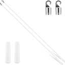 Bokon 2 Pieces White Fiberglass Blind Wand Vertical Blinds Stick Replacement with Hook and Handle for Window Opener Accessory(36 Inch)