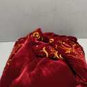 84-Inch Victorian Velvet Christmas Tree Skirt with Gold Damask Embroidery and Plush Lace Ties, Burgundy