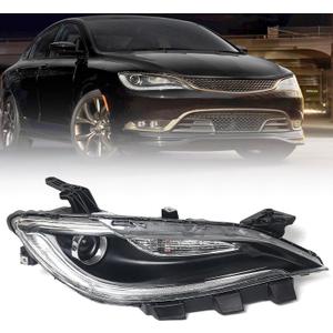 Halogen Headlight Compatible with Chrysler 200/200c 2015 2016 2017 W/LED DRL Headlamp Head Light Chrome Trim 68284784AA 68284783AA Right Passenger Side