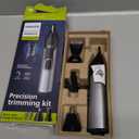 Norelco Philips Nose Trimmer 5000 for Nose, Ears, Eyebrows Trimming Kit, NT5600/62 (7.9 Inch (Pack of 1), Black, Silver)