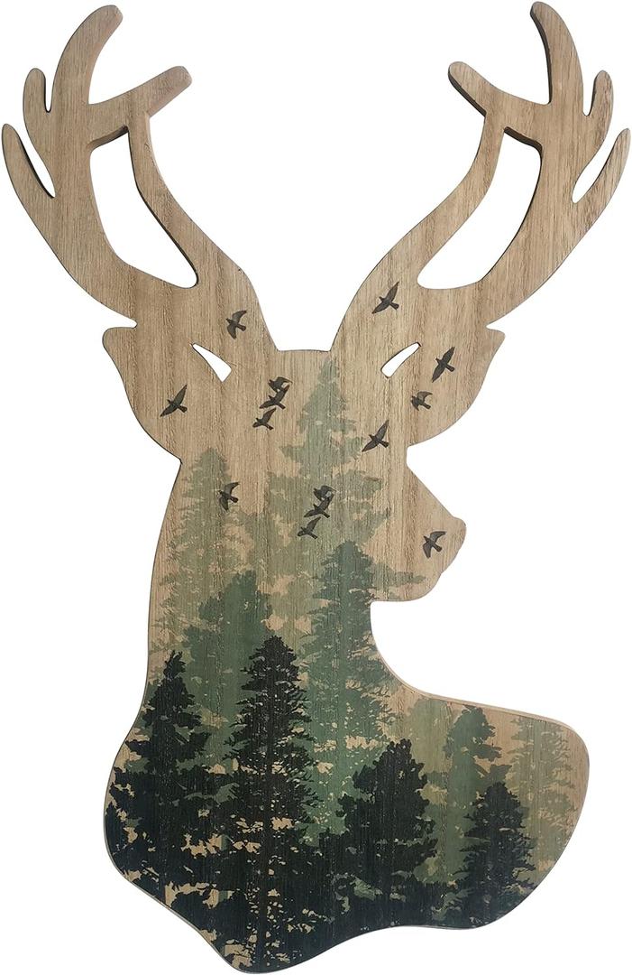 Limygus Wall Hanging Decor Deer Head Wall Art MDF, 10x16 inches, Unframed, Indoor, Home Office, Bathroom, Bedroom, Living Room, Wood, Art Deco, 0.66lbs