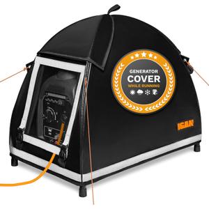 IGAN Small Inverter Generator Tent Cover While Running, Compatible for Honda and Most 1000~2300 Watts Generators, Portable Outdoor All-Weather Tarpaulin Cover for Rain, Black