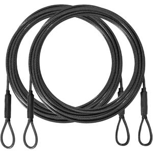 3.3mm (1/8 Inch) Outdoor Travel Stainless Steel Security Cable-4ft Luggage Lock Safety Wire Flexible Steel Wire Rope with Double Loop Safety for Luggage, Bike, Lock(Balck*2, 4ft-(2Pack)