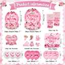 Mother's Day Plates and Napkins Set Pink Floral Happy Mothers Day Decorations Including Banner Cups Balloons Cake Toppers for Best Mom Day Party Supplies