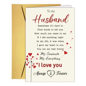 5 x GVMGVM Fathers Day Card for Husband Hubby, Romantic Father's Day Card Gift for Husband From Wife, Heartfelt Happy Fathers Day Cards for Partner, PCS 5