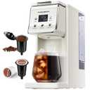TWOMEOW Coffee Maker Hot & Iced With Bold Setting,Single Serve Coffee Maker For K Cup And Grounds,52 Oz Removable Water Tank,6-14 Oz Brew Sizes,One Cup Kcup Coffee Machine With Reusable Filter, White
