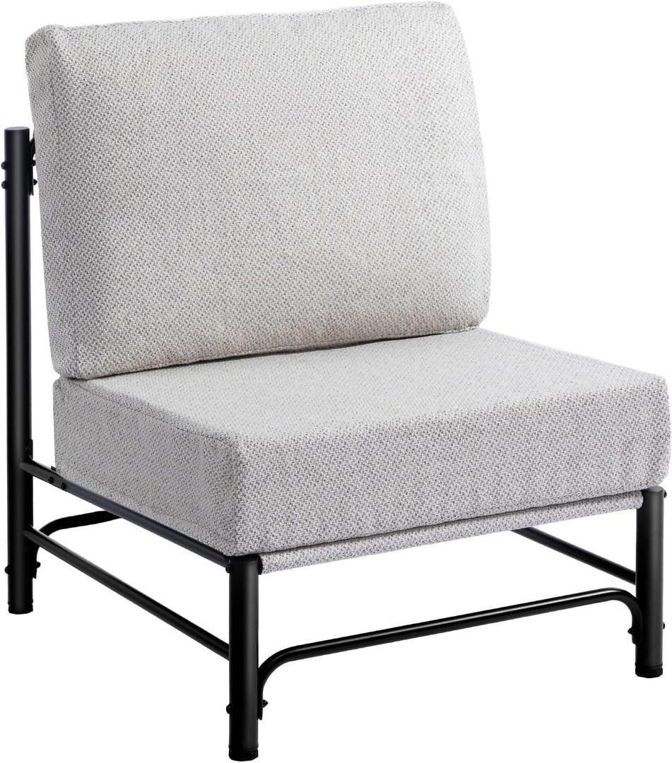 HollyHOME Mid Century Modern Accent Chair, Comfy Reading Chair with Soft Cushion, Metal Frame Fabric Large Lazy Chair, Upholstered Lounge Sofa Chairs for Living Room, Bedroom, Balcony, Camel&Blue