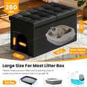 3-in-1 Cat Litter Box Enclosure with Odor Control, Multi-Functional Hidden Litter Box Furniture Bench, Dog Proof, Space-Saving Ottoman Cabinet with Flip-Up Lid, Extra Large, Black
