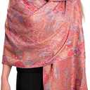 Achillea Reversible Paisley Pashmina Rave Scarf  Exotic Indian Shawls and Wraps for Evening Dresses, Festivals, All Seasons (Tapestry Camel)