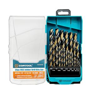 Drill Bit Set, 29PCS High Speed Steel Cobalt Drill Bits for Metal & Steel, Black & Gold Finish in Index Storage Case (1/16" - 1/2" x 64ths), Jobber Length Drill Bits Set