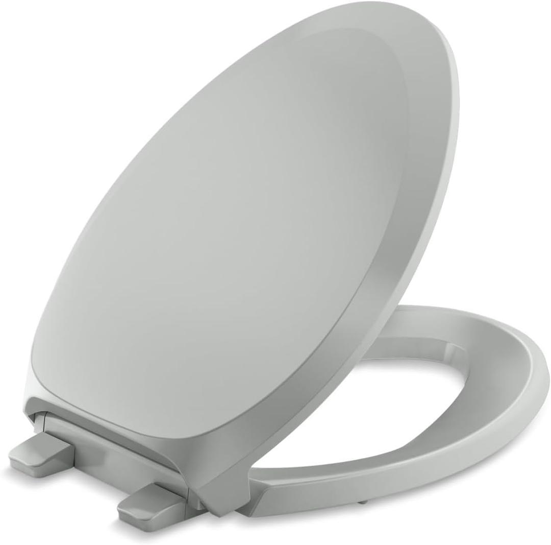KOHLER French Curve Ready Latch Quiet-Close Elongated Toilet Seat (Ice Gray)