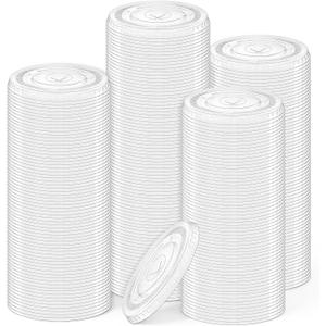 300 Pcs Clear Flat Cup Lids PET Plastic Lid with Straw Slot Disposable Plastic Transparent Cup Lids Fits for 12 oz, 16 oz, 20 o z, and 24 o z Cups for Iced Coffee Milkshake Ice Cream Home