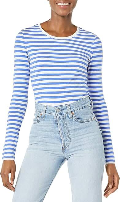 Amazon Essentials Women's Regular-Fit Long-Sleeve Crewneck T-Shirt  S 