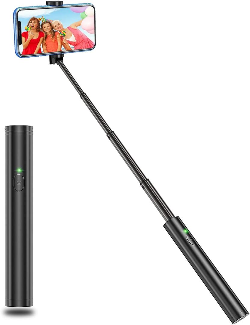 Monopod Selfie Stick Bluetooth, Lightweight Aluminum All in One Extendable Selfie Sticks Compact Design, Compatible with iPhone 15/14 Pro Max/14 Pro/14/14 Plus/13 Pro Max/13 Pro/13, Galaxy S22