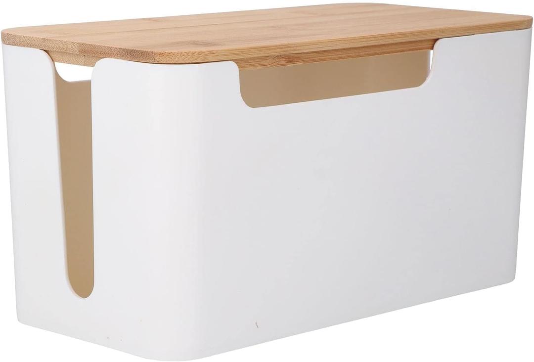 Cable Management Box, Wooden Cable Organizer Box with Lid Cord Storage Organizer Wire Holder Small Cord Organizer Case Extension Cord Box for Cord Hider Tv Wires Routers Computers Wires Home Office