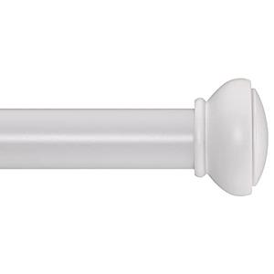 SIMEWIN White Curtain Rods for Windows 28 to 120 Inches Adjustable 1 Inch Diameter Decorative Single Window Curtain Rod Set with Rounded Cap design Finials, White