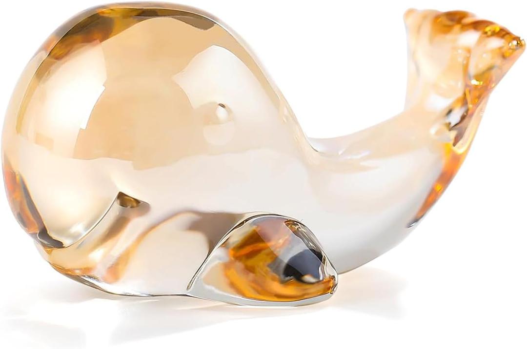 Ornalrist Crystal Gold Smile Whales Figurines Paperweights Gifts for Women, Glass Little Whales Collectible Figurines Tabletop Home Decor (Gold)