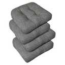 downluxe Chair Cushions for Dining Chairs 3 Pack, Tufted Indoor Chair Pads with Non-Slip Bottom, U-Shaped Kitchen Chair Cushions, 17"x17"x4", Dark Grey