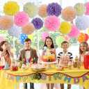 BestoFun 16 PCS Light Color Party Decorations Tissue Paper Flowers Pom Poms Decorations for Girl Groovy Birthday Baby Shower Wedding Bachelorette Room Wall Hanging Dcor