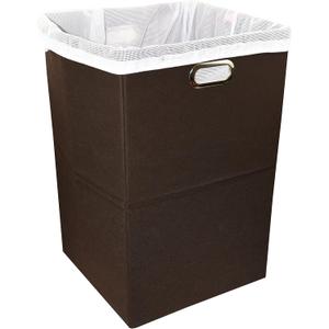 Foldable Large Laundry Hamper With Laundry Bag - Premium Durable Non-Woven Fabric, Plastic Board, Extra-Large Size, Space-Saving & Compact Clothes Basket With Metal Handles (Brown)