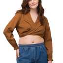 Ulla Popken Women's Short Wrap Blouse, L