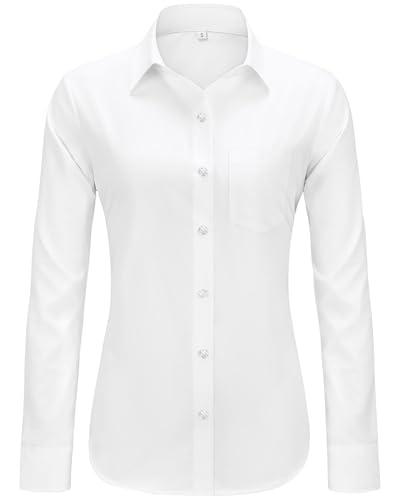 J.VER Button Down Shirts for Women Wrinkle Free Long Sleeve Dress Shirt Business Casual Work Blouse with Pocket, XS