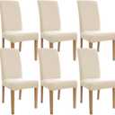 Dining Room Chair Covers,Chair Covers Set of 6, Soft And Stretchy,Cat Scratch Protection, Jacquard Fabric, Cream White, Regular Size, Dining Chair Cover Banquet Wedding, Kitchen, Hotel, Celebration