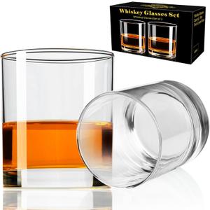 PARACITY Whiskey Glasses Set of 2, Old Fashioned Cocktail Glass, 10 OZ Whiskey Glasses, Bourbon Glasses, Rocks Glasses for Scotch, Liquor Vodka, Bourbon, Whiskey Gifts for Men, Husband, Boyfriend (Large)