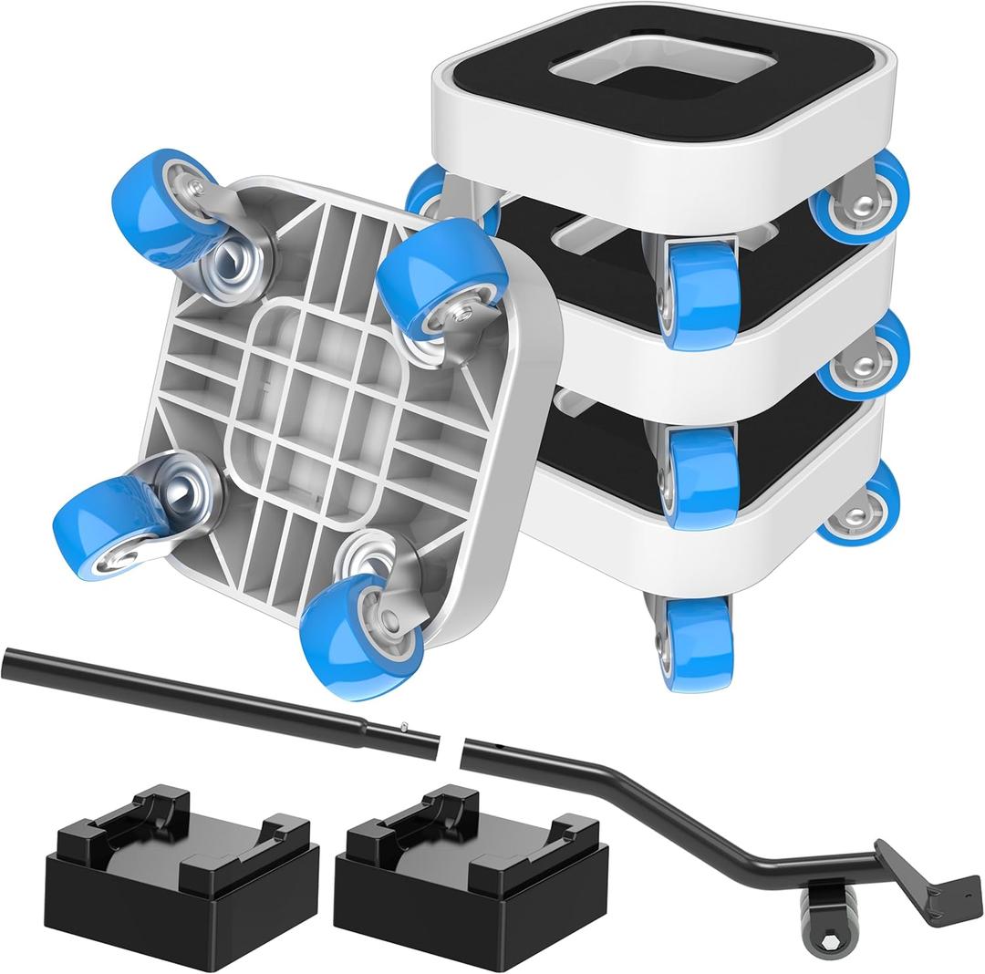 New Upgrade Furniture Sliders, Furniture Movers with Wheels, Furniture Lift Mover Tool Set with 360 Rotatable Wheels, Furniture Dolly for Moving Heavy Duty Sofa, Bed, Load Capacity Up to 750lb (1in wheels + 1 pry bar)