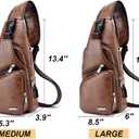 Peicees Leather Sling Bag Mens Crossbody Bag Chest Bag Sling Backpack for Men with USB Charge Port