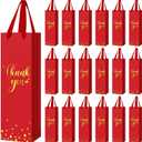 Ctosree 30 Pcs Wine Gift Bag for Bottle Wedding Thank You Favor Bag Metallic Gold Foil Print Kraft Wine Paper Bag with Rope Handle for Birthday Bridal Baby Shower Housewarming Party(Red)