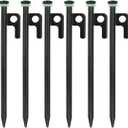 Pack of 8 Tent Stakes Heavy Duty for Camping, 16Inch Carbon Steel Tent Stakes, Ground Anchors Tent Accessories with Silicone Rings (40cm)