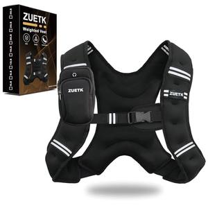 ZUETK Weighted Vest, 5lb/6lb/8lb/10lb/12lb/16lb/20lb/25lb/30lb Weight Vest with Reflective Stripe, Weighted Vest for Men Women Workout Equipment for Strength Training, Running, Jogging, Weight Loss