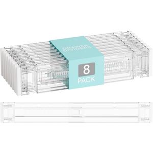 Yieach 8 Pack 3.2 Inch Shallow Acrylic Drawer Dividers for Clothes -Expandable from 15-21''- Adjustable Drawer Dividers for Baby Clothing,Sock,Underwear,Clear in Drawer Separators for Dresser,Kitchen