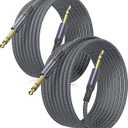 Elebase 1/4 Inch TRS Instrument Cable 30ft 2-Pack,Straight 6.35mm Male Jack Stereo Audio Interconnect Cord,6.35 mm Balanced Line for Electric Guitar,Bass,Keyboard,Mixer,Amplifier,Amp,Speaker,Equalizer (Grey)