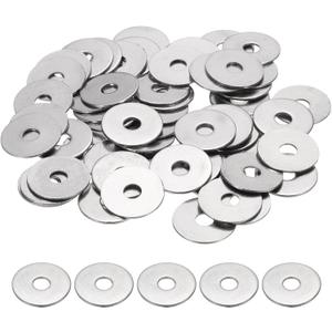 uxcell M5 Flat Washer for Screw, 60Pcs 304 Stainless Steel Washers 5MM ID x 20MM OD x 1MM Thick for Bolts, Factories Repair, Kitchens, Shops, and Outdoor Construction (Silver Tone)
