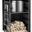 Storage Station 4.5ft for Solo Stove Yukon, Bonfire, Ranger and other Fire Pit Stove, Firewood Storage Cabinet with Waterproof Cover, Adjustable Firewood Rack for logs and Fire Pit Accessories