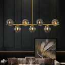 Globe Modern Sputnik Chandeliers for Dining Room Chandelier, 7-Light Dining Room Light Fixture Over Table, Mid Century Linear Chandelier Gold and Smoky Grey Bubble, 43.3 Inch (Bulbs not Included)