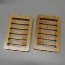AmazerBath Soap Holder Soap Dish, Bamboo Soap Dish, 2 Pack Wood Bar Soap Holder for Shower, Trays Self Draining, Soap Saver for Shower, Bathroom, Kitchen(Natural Color)