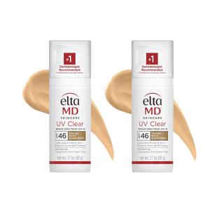 EltaMD UV Clear Tinted Face Sunscreen, SPF 46 Oil- Free Tinted Sunscreen with Zinc Oxide, Dermatologist Recommended Sunscreen, 1.7 oz Pump (Tinted (Pack of 2))