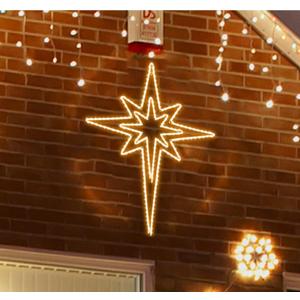 LAMPHOME Large 43"x32" Twinkle 216 LED Bethlehem Star,Super-Bright Warm White LEDs Outdoor Christmas Decoration with 11 Functions and Timer Waterproof for Home Party Wall Hanging