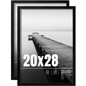 LaVie Home 20x28 Picture Frame 2 pack, Display Pictures 20 x 28 Poster Frame, 20x28 Black Photo Frame with HD Plexiglass, Display Frame for Vertical or Horizontal, Classic Collection