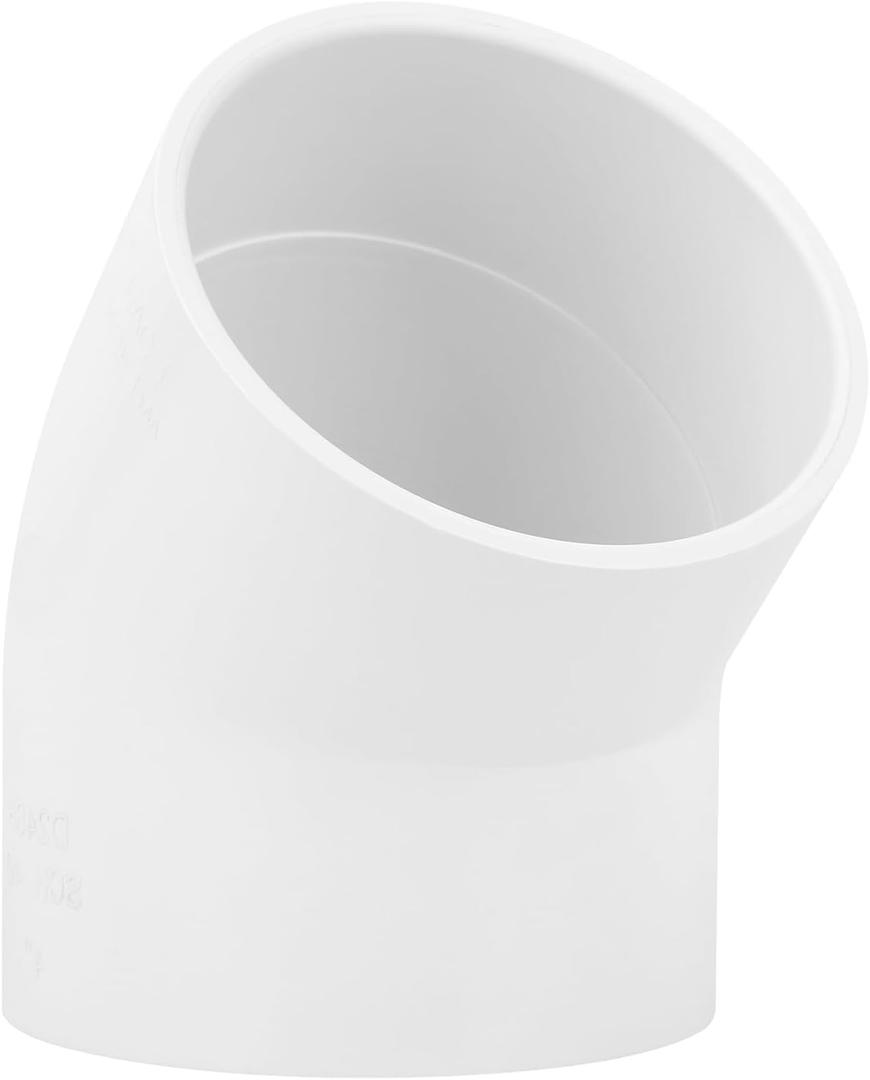 4" 45 Degree PVC Elbow Pipe Fitting Connector (Socket x Socket) Furniture Build Grade SCH40 4 Inch 45 Degree Elbow PVC Corner Adapter for Home Sewer Plumbing Water Line
