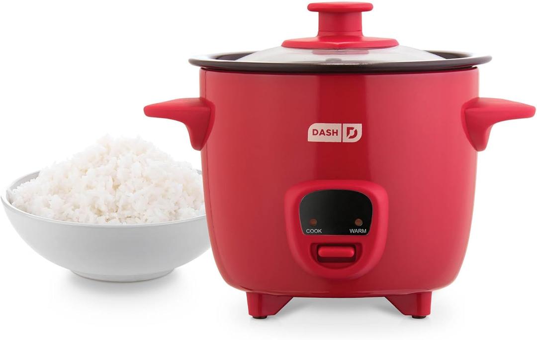 Dash Mini Rice Cooker - Designed for Single-Serve Cooking - Compact Rice Cooker with Nonstick Removable Pot, Keep Warm Function & Easy-to-Clean Sleek Design - Red