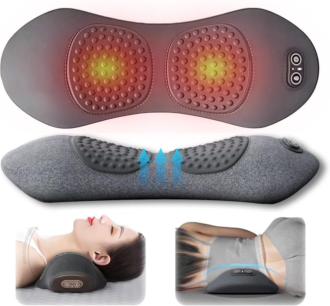 3 in 1 Back Massager, Triple Fusion Back Massager for Sciatica, with Electric Traction Lifting & Heat Compress, All-Round Support, Relieve Neck/Shoulder Discomfort (Gray)