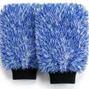 TAKAVU New Car Wash Mitt, 2 Pack Premium Cyclone Microfiber Washing Gloves, Holds Tons of Sudsy Water for Effective Washing, Machine Washable, Lint Free, Scratch Free (Blue)