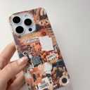 Autumn Collage Pumpkin Witch Halloween Case for iPhone 16 Pro Max, Retro Aesthetic TPU Bumper Cover